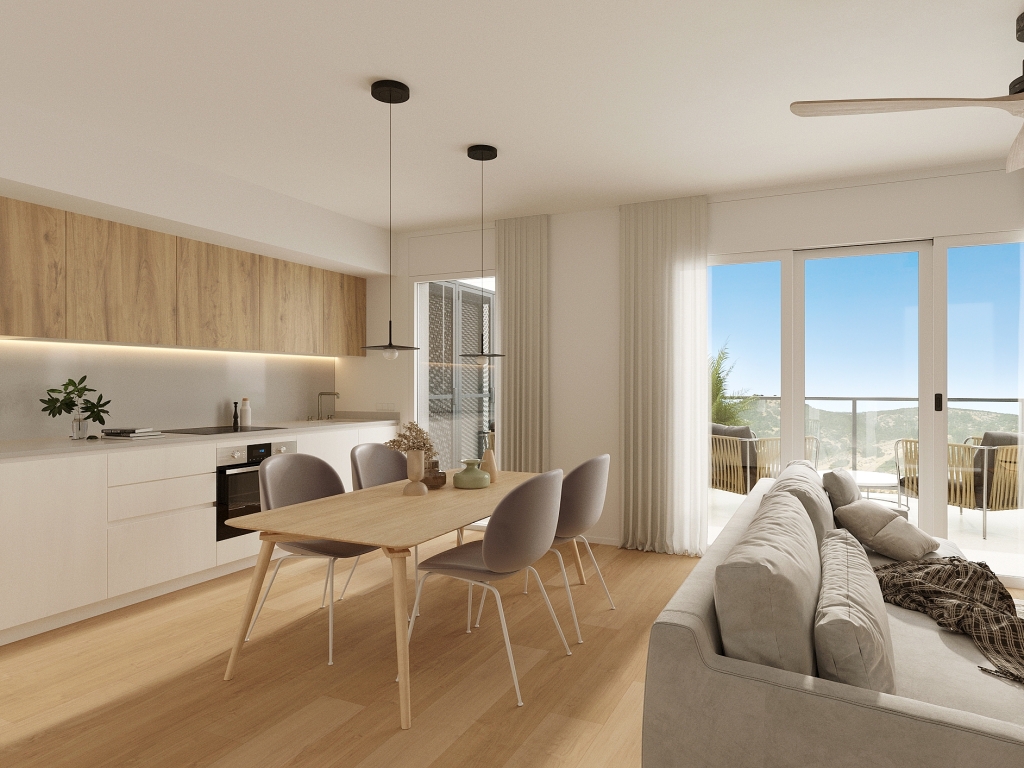 B2_Breeze-Apartments Balcon Finestrat-salon-Kitchen_2